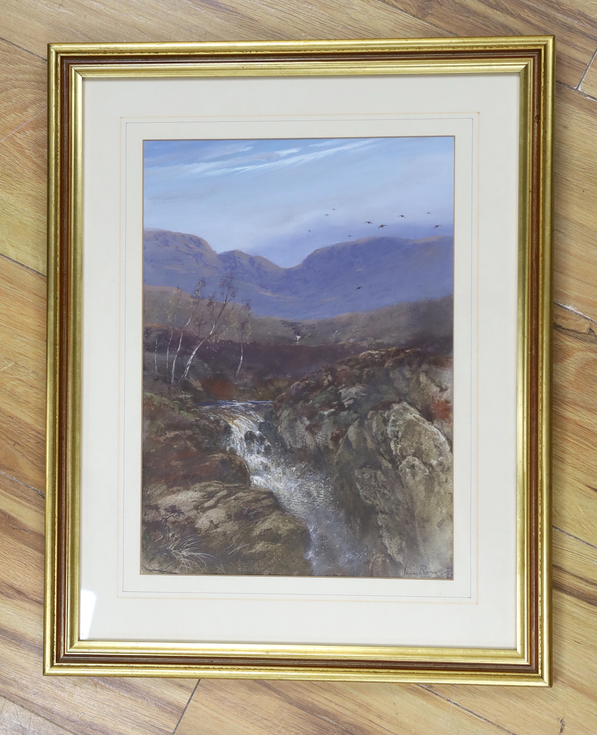 Iain Ross (20th. C), watercolour, 'Last drive of the day', signed, 35 x 25cm